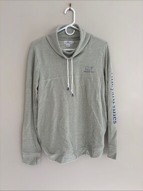 Vineyard Vines Green Funnel Pullover with Navy Logo and Sleeve Print